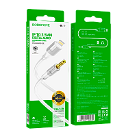 Кабель AUX Borofone BL19 Jack 3.5mm (m)-Lightning (m) 1м пластик белый (1/360) 
