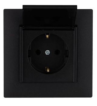 Розетка Makel KAREA RIZZ 1гн. 16A С/З с крышкой черный 88054029