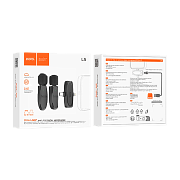 Микрофон HOCO L15 Type-C+Lighting на прищепке черный (1/20/200)