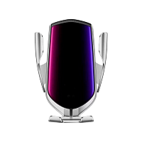 Держатель автомобильный Без бренда R1 в воздуховод беспр. зар. Qi серебряный (1/50)