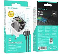 Сетевое З/У Borofone BA80A 1USB/Type-C 20W PD,QC с кабелем Type-C/Type-C черный
