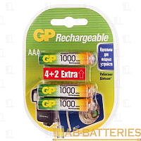 Аккумулятор бытовой GP HR03 AAA BL4+2 NI-MH 1000mAh в пластиковой упаковке (6/36/360) 