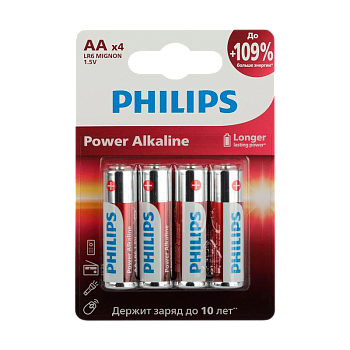 Батарейка Philips Power LR6 AA BL4 Alkaline 1.5V (4/48/144/18432) 