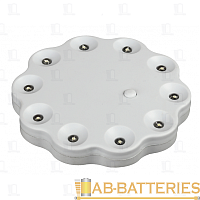 Фонарь туристический Трофи TK10 2.88W 10LED от батареек диск белый в блистере (1/20/240)