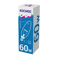 Лампа накаливания Космос E14 60W 220-240V свеча прозрачная
