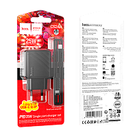 Сетевое З/У HOCO CS24A Type-C 25W PD3.0 с кабелем Lightning черный (1/24/144)