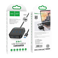 USB-Хаб HOCO HB31 4USB USB (m) USB3.0 1.2м черный (1/19/190)