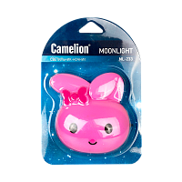 Ночник Camelion NL-233 "Заяц" 220V в розетку розовый (1/18/72)