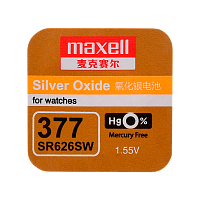 Батарейка Maxell 377 (SR626SW) BL1 Silver Oxide 1.55V 0%Hg (1/10/100)
