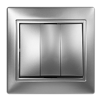 Выключатель Smartbuy 3-клавишный 10А серебро "Венера"