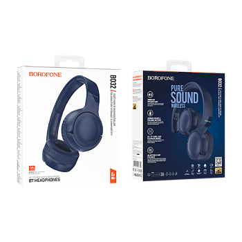 Наушники полноразмерные Borofone BO32 bluetooth 5.4 с микр. синий (1/60)