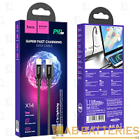 Кабель HOCO X14 Lightning (m)-Type-C (m) 1м 3.0A 20W нейлон черный (1/20/200)