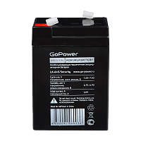 Аккумулятор свинцово-кислотный GoPower LA-645/security 6V 4.5Ah клеммы T1/ F1 (1/20)