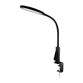 Светильник настольный Camelion KD-837 7W 230V струбцина сенс. 5 ур.ярк. USB черный (1/6)