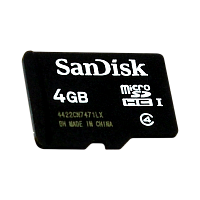 Карта памяти microSD SanDisk 4GB Class4 20 МБ/сек с адаптером