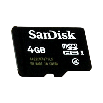 Карта памяти microSD SanDisk 4GB Class4 20 МБ/сек с адаптером