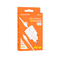Сетевое З/У Borofone BA81A 1USB/Type-C 3.0A 20W QC3.0 белый (1/35/140)