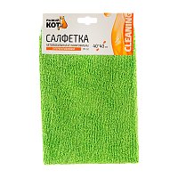 Салфетка Рыжий кот CM-02 40х40см микрофибра  супервпитывающая зеленый (1/10/100) 