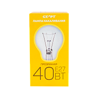 Лампа накаливания Старт E27 40W 220-240V груша Б прозрачная (1/100)
