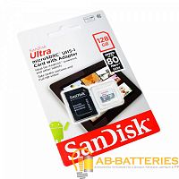 Карта памяти microSD SanDisk ULTRA Android 128GB Class10 UHS-I (U1) 80 МБ/сек с адаптером  | Ab-Batteries | Элементы питания и аксессуары для сотовых оптом