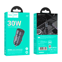 Автомобильное З/У HOCO Z57 Type-C 3.0A 30W PD3.0 серый (1/12/120)