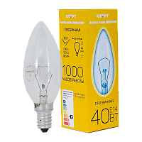 Лампа накаливания Старт E14 40W 230V свеча ДС прозрачная (1/10//50/100)