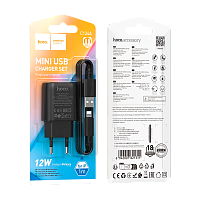 Сетевое З/У HOCO C134A 1USB 2.4A 12W с кабелем Lightning черный (1/28/168)