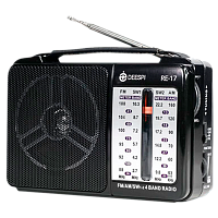 Радиоприемник DEESPI RE-17/607 пластик AM/FM/SW/AUX черный (1/40) 