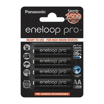Аккумулятор предзаряженный RTU Panasonic HR6 AA BL2 NI-MH eneloop pro 2500mAh (2/16/192) 
