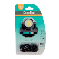 Фонарь налобный Camelion LED53402 3.5W LED+COB от аккумулятора Type-C 4 режима черный (1/12/96)