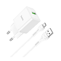Сетевое З/У HOCO N26 1USB 18W QC3.0 с кабелем microUSB белый (1/13/130)