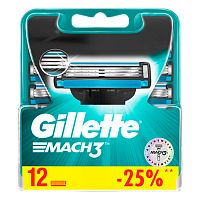 Сменные кассеты Gillette "MACH3" 3 лезвия 12шт. (цена за 1 шт) (12/120) 