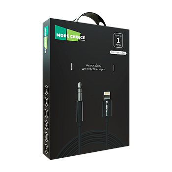 Кабель AUX MORE CHOICE UK28i Jack 3.5mm (m)-Lightning (m) 1м ПВХ черный (1/25/250) 
