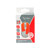 Мышь проводная Gembird MOP-410-O классическая USB белый оранжевый (1/100) 