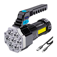 Фонарь ручной Ultraflash LED53404 3W 7LED+COB от аккумулятора microUSB 4 режима черный (1/100)
