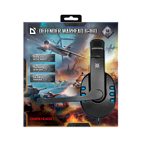 Наушники полноразмерные Defender G-160 Warhead с микр. игровые черный синий (1/20)