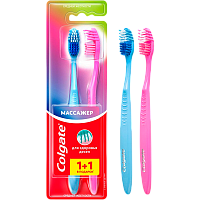 Зубная щетка COLGATE Массажер средняя 2шт.(1+1) 