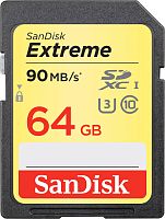 Карта памяти SD SanDisk EXTREME 64GB Class10 UHS-I (U3) 90 МБ/сек