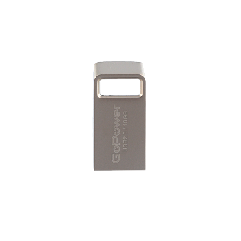 Флеш-накопитель GoPower MINI 16GB USB2.0 металл серебряный (1/50/1000) 