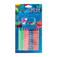 Свечи для торта Волшебная страна 9см с подставкой 12шт. разноцветный (1/24/288)