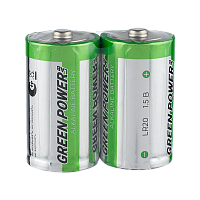 Батарейка GREEN POWERlab LR20 D Shrink 2 Alkaline 1.5V (2/12/144)