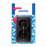 Розетка Smartbuy "Сириус" 2гн. 16A С/З пластик черный