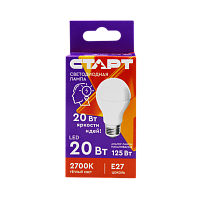 Лампа светодиодная Старт GLS E27 20W 2700К 220V груша ПРОМО матовая (1/10/100)