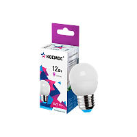 Лампа светодиодная Космос GL45 E27 12W 6500К 174-265V шар матовая (1/10/80)