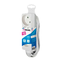 Удлинитель Космос 3р.Б/З 16A 3.0м ПВС 2x1мм² белый (1/20)