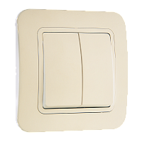 Выключатель Makel Lillium 2-клав.10A пластик кремовый 70203 (1/12)