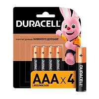Батарейка Duracell Basic LR03 AAA BL4 Alkaline 1.5V (4/40/33000)