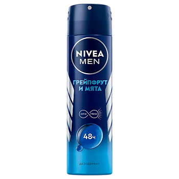 Дезодорант мужской Nivea Заряд Свежести Грейпфрут и мята спрей 150мл (1/12) 