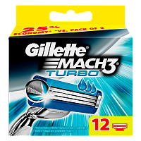 Сменные кассеты Gillette "MACH3 TURBO" 3 лезвия 12шт. (цена за 1 шт) в картонной упаковке (12/120) 