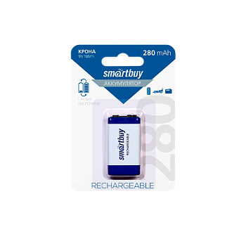 Аккумулятор бытовой Smartbuy Крона 6F22 9V BL1 NI-MH 280mAh (1/25/200) 
